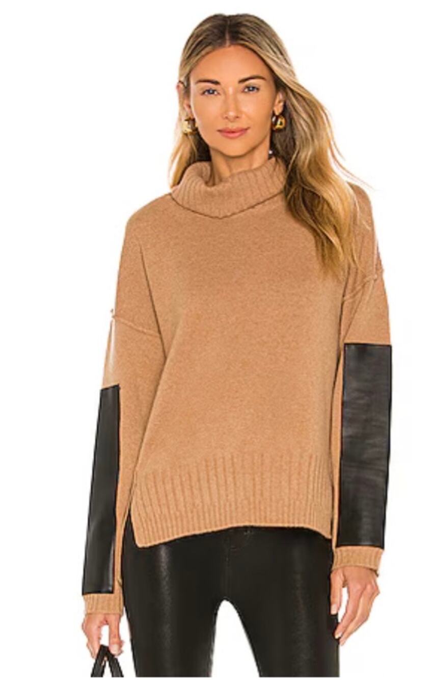 Brochu Walker Yumi Turtleneck Sweater in Camel Melange Size XS